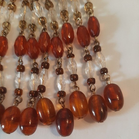 Amber Brown and Clear Colored Beaded Tassel 5.5 Inches Crafts - Picture 5 of 8